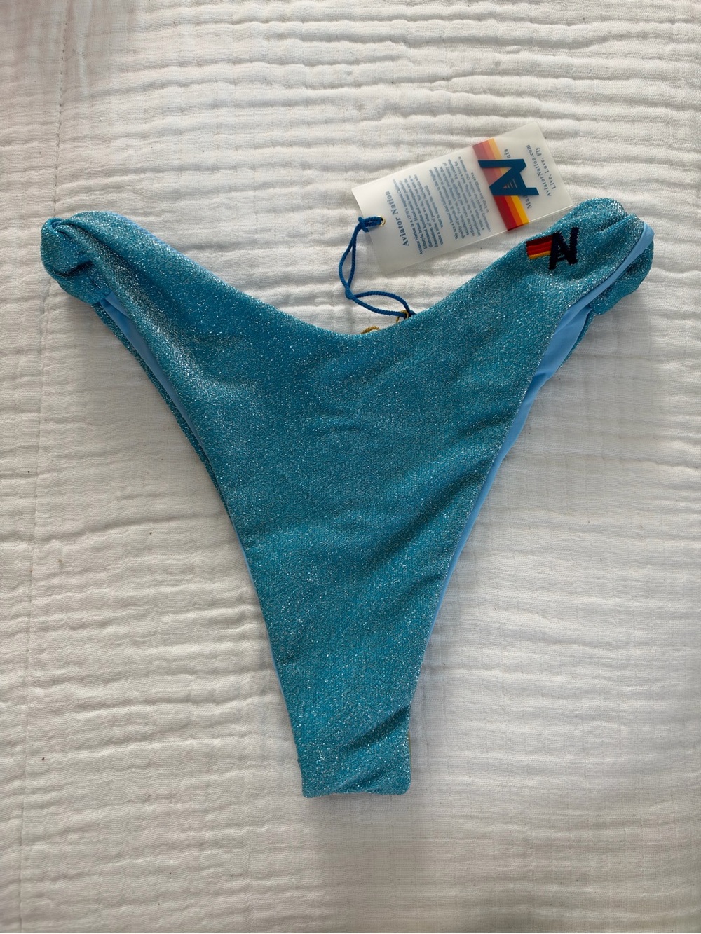 NWT Aviator Nation Sparkle Riviera Knot Cheeky Bikini Bottoms Size Small